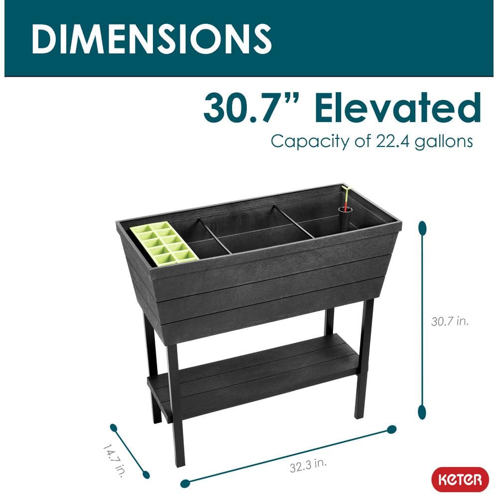 Graphite Resin Elevated Garden Bed with Self-Watering System