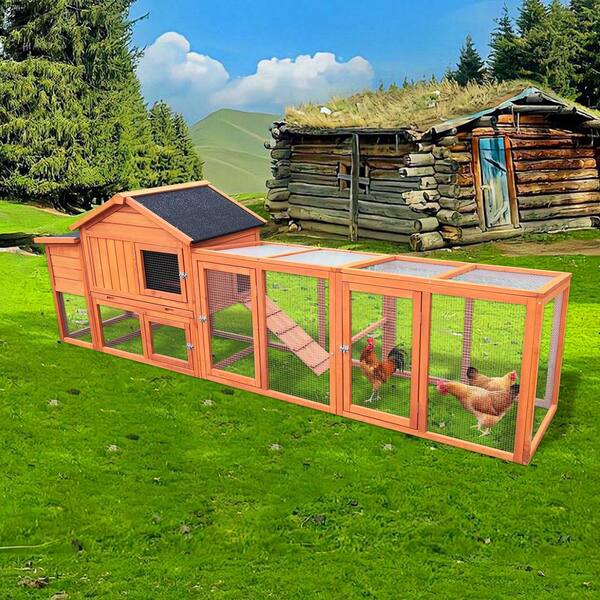 thumbnail image 2 of Homnia 67x24x28 Large Wooden Chicken Coop With Nesting Box – Gray, Perfect For Chickens, Ducks, Or Rabbits 2 of 3