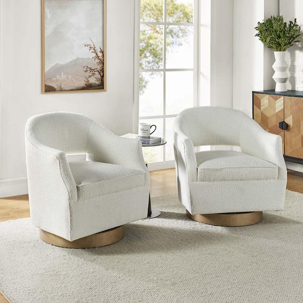 JAYDEN CREATION Felisa Set of 2 White Transition Upholstered 360 