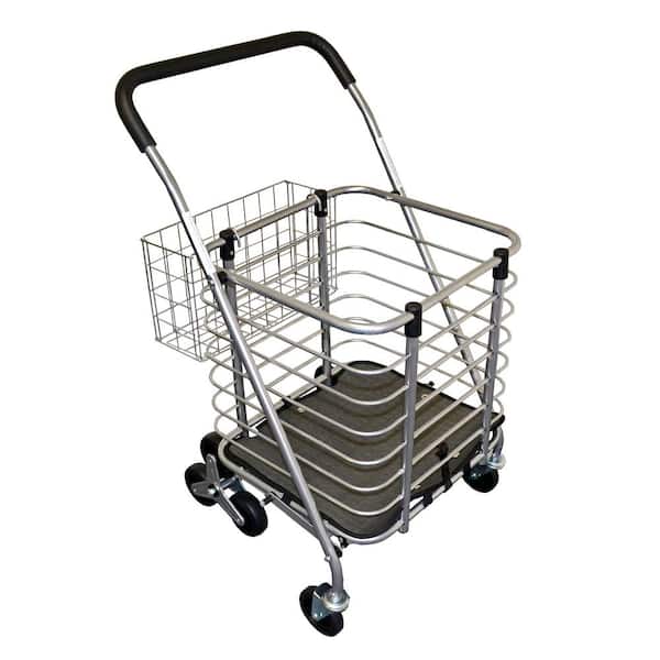 Milwaukee 3-Wheel Steel Easy Climb Shopping Cart Design with Accessory Basket in Silver