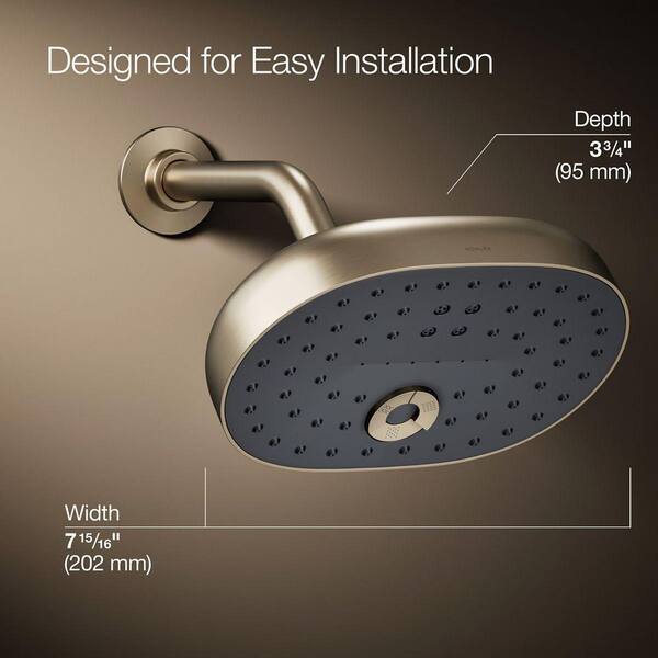KOHLER Statement 3-Spray Patterns 7.94 in. Wall Mount Fixed Showerhead in Vibrant Brushed Bronze