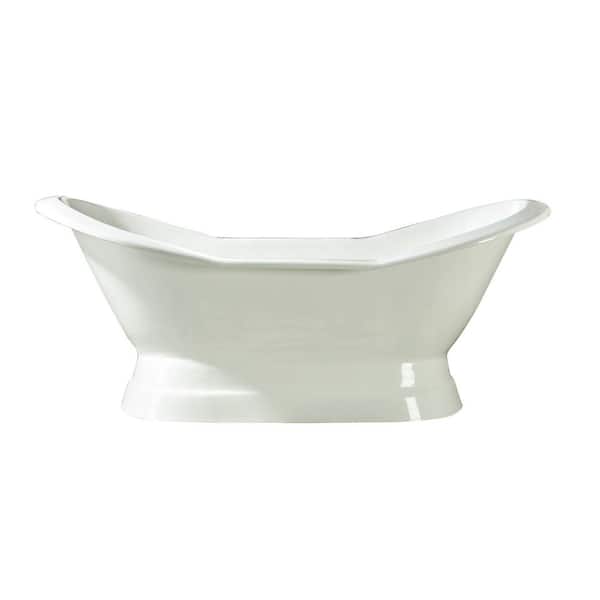 Barclay Products Oxnard 72 in. Cast Iron Double Slipper Flatbottom Non-Whirlpool Bathtub in White with No Faucet Holes