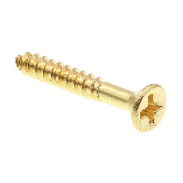 Prime-Line #6 x 1 in. Solid Brass Phillips Drive Flat Head Wood Screws (25-Pack)