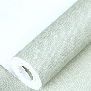 Linen Texture Vinyl Peel and Stick Wallpaper Roll, LightGreen, 2 ft. x 33 ft./Roll(1 Roll)