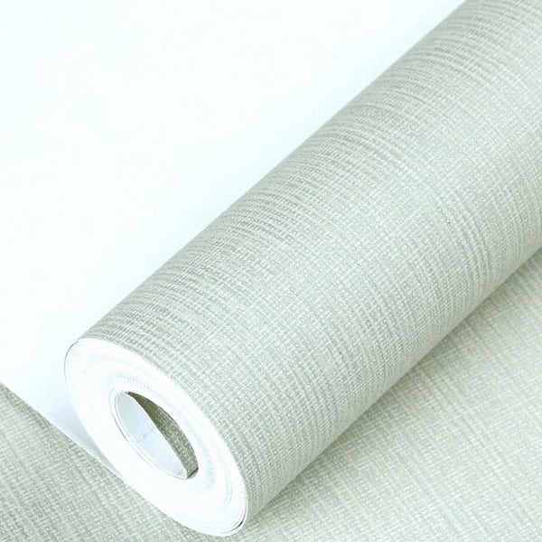 Ejoy Linen Texture Vinyl Peel and Stick Wallpaper Roll, LightGreen, 2 ft. x 33 ft./Roll(1 Roll)