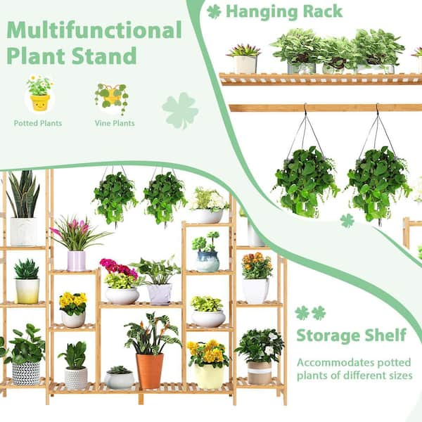 Bamboo Plant Stand 9-Tier Multifunctional Storage Rack, Display Shelf offers