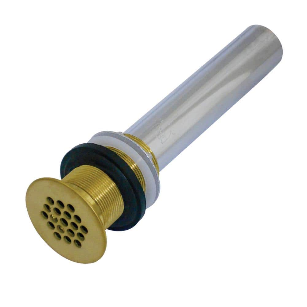 Kingston Brass Grid Bathroom Sink Drain Without Overflow Brushed Brass Hkb4007 The Home Depot
