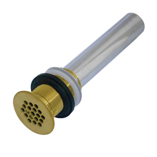 Kingston Brass Grid Bathroom Sink Drain without Overflow, Brushed Brass