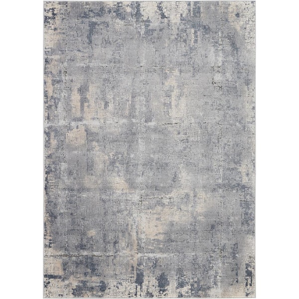 Nourison Rustic Textures Grey Beige 6 ft. x 9 ft. Abstract Contemporary Area Rug