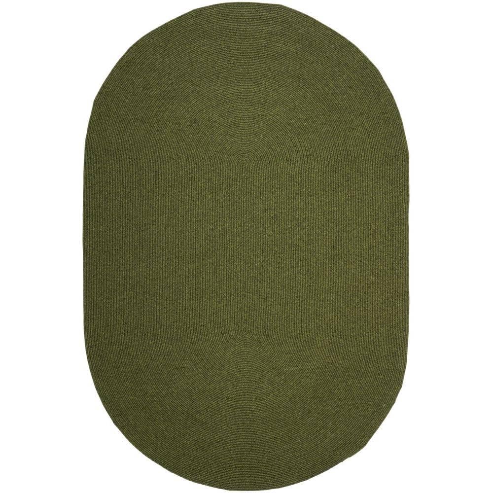 Green Oval Braided Synthetic 3' x 5' Area Rug