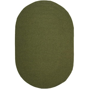 Braided Green Doormat 3 ft. x 5 ft. Oval Solid Area Rug