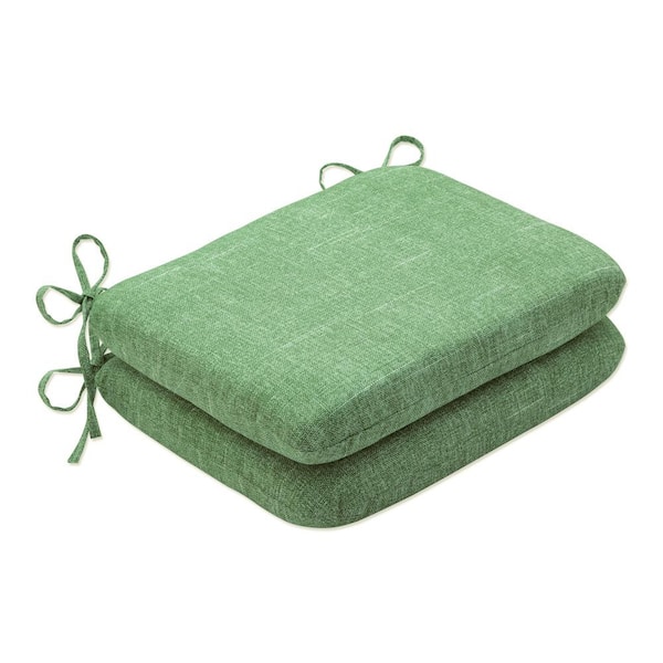 Pillow Perfect Solid 18.5 in. x 15.5 in. Outdoor Dining Chair Cushion in Green (Set of 2)