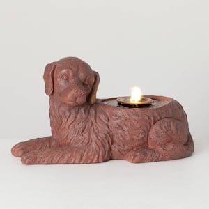 11.5 in. Copper Finished Dog Fountain, Resin