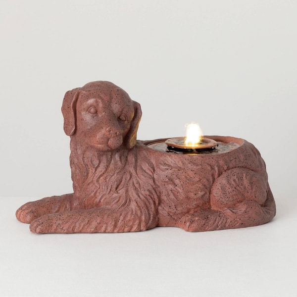 SULLIVANS 11.5 in. Copper Finished Dog Fountain, Resin