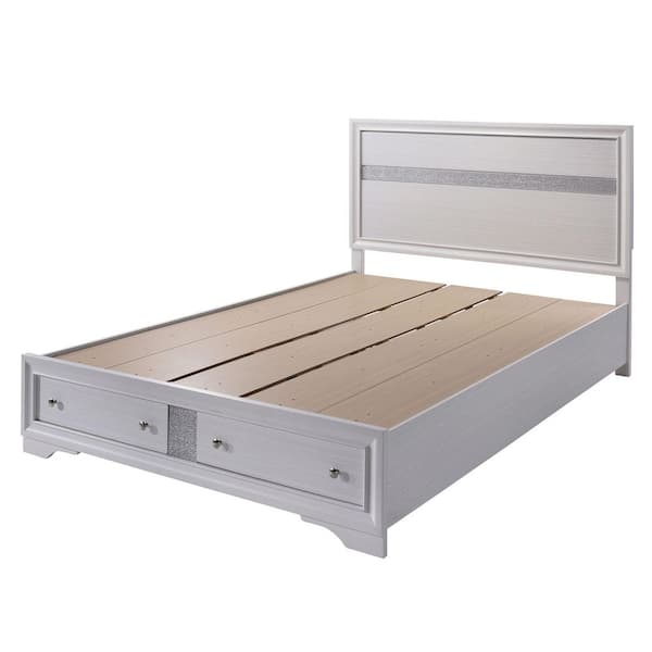 Furniture of America Ekon White Solid Wood Frame Full Platform Bed with 2 Drawers