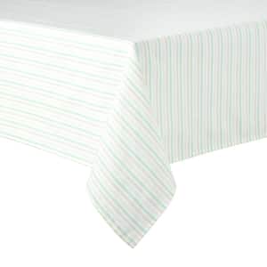 Daisy Stripe 84 in. W x 60 in. L Green Cotton Blend tablecloth