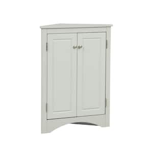 Triangle 24 in. W x 17 in. D x 31.5 in. H Gray Freestanding Linen Cabinet with Adjustable Shelves