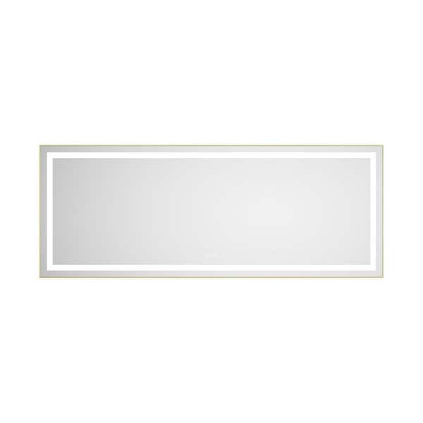 72 in. W x 28 in. H Rectangular Aluminum Frameless LED Anti-Fog Dimmable Wall Mount Bathroom Vanity Mirror