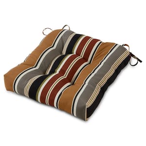 Brick Stripe 20 in. x 20 in. Tufted Square Outdoor Seat Cushion