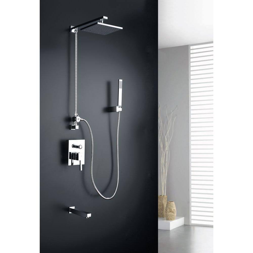 Polished Chrome Wall Mounted Rain Shower Faucet Set