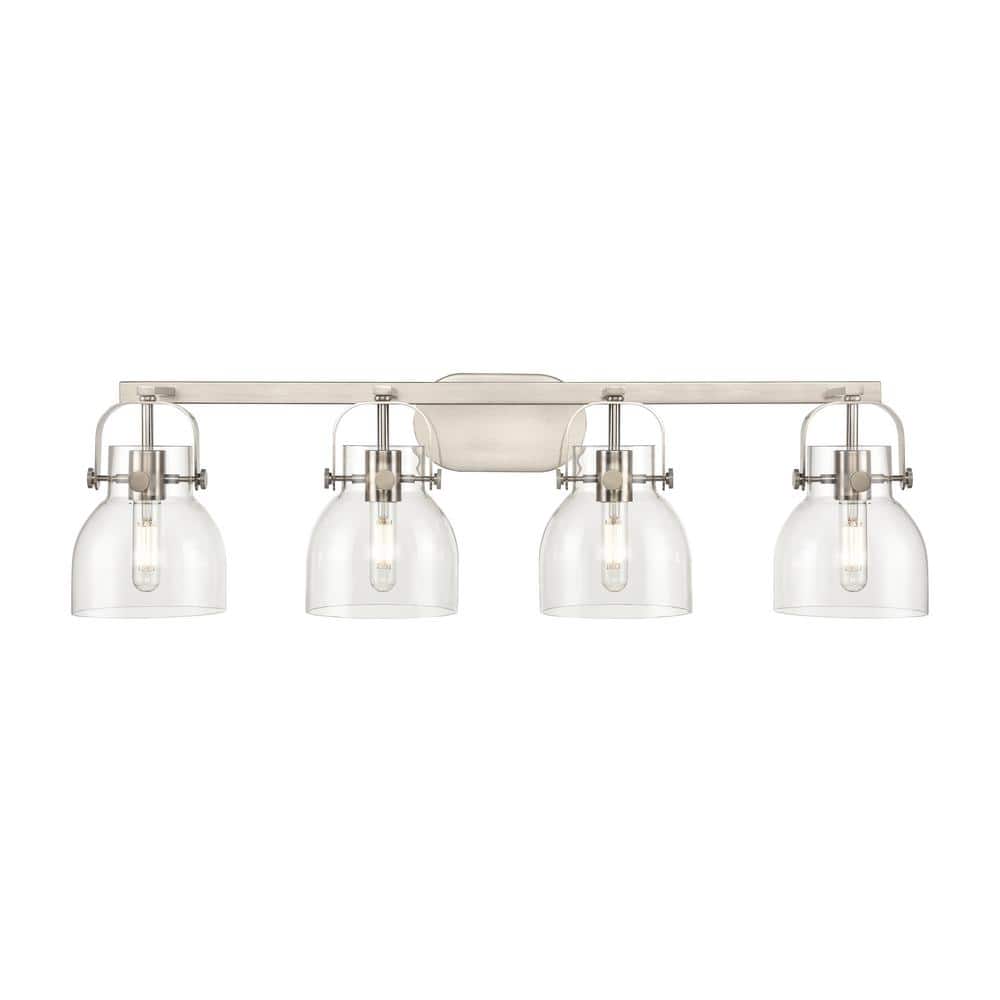 Pilaster II Bell 36.5 in. 4-Light Satin Nickel Vanity Light with Glass Shade price history on PriceWatchPro