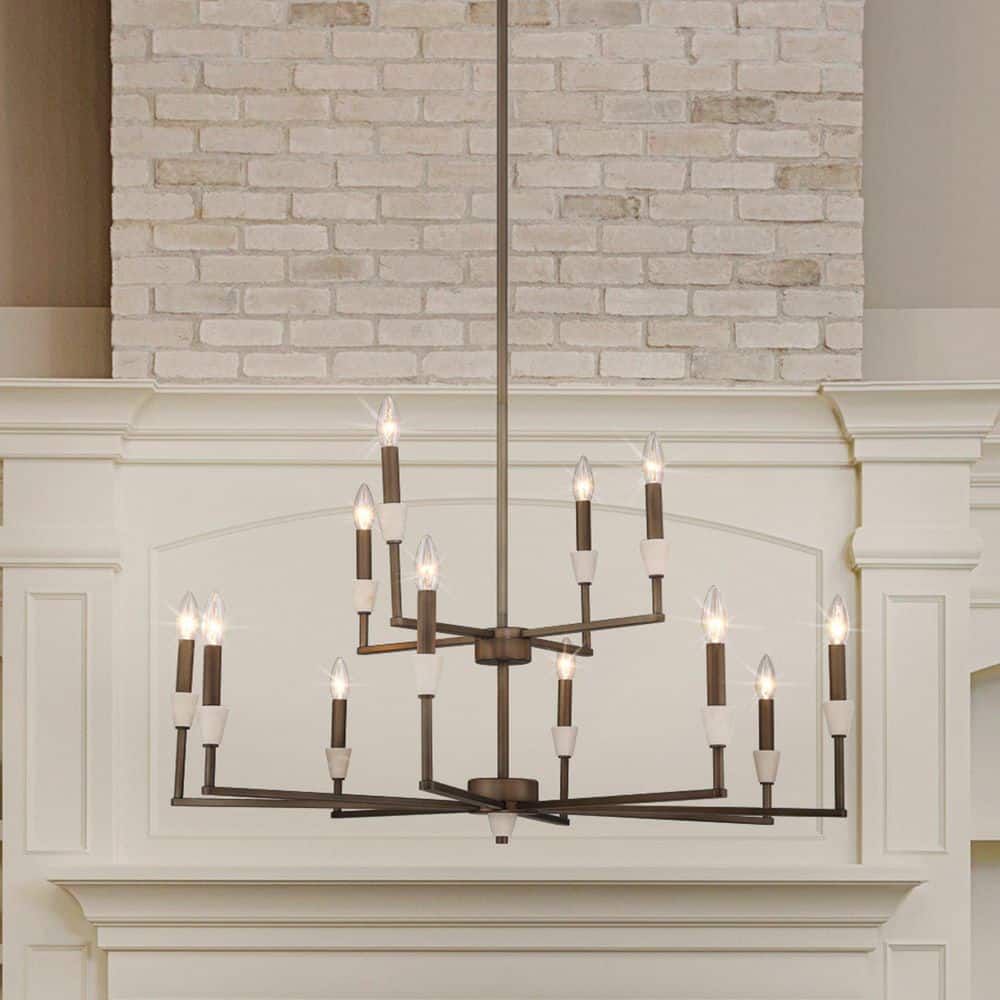 Thesis Montclair 38 in. 12-light Forged Bronze and Natural