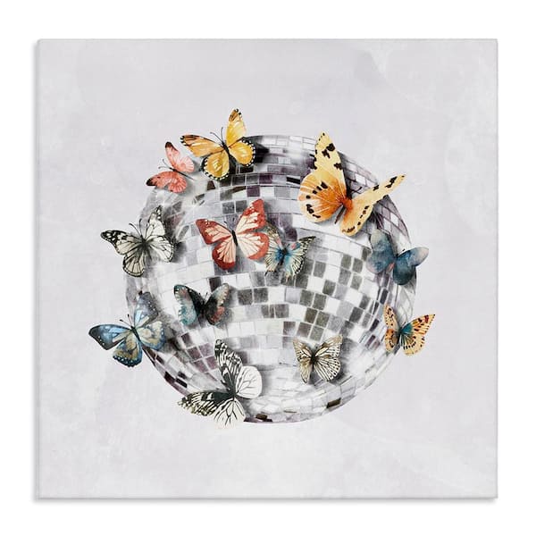Stupell Industries Butterflies on Disco Ball by Svetlana Aleynikova Unframed Animal Graphic Art Print 30 in. x 30 in.