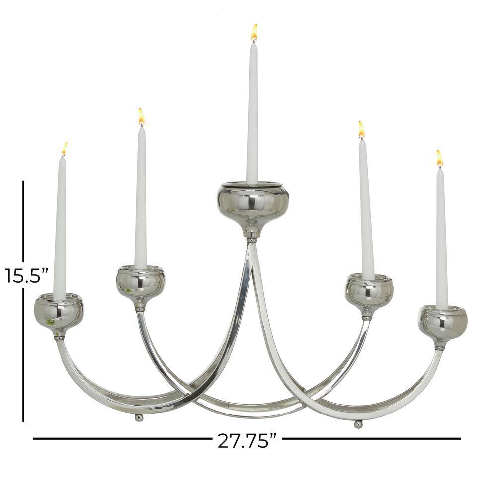 Silver Stainless Steel 28" 6-Holder Candelabra