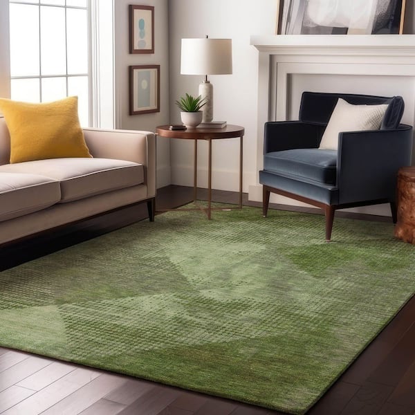 Mayfield Premium Machine Washable Abstract AMF1065 Green 5 ft. x 7 ft. 6 in. Area Rug