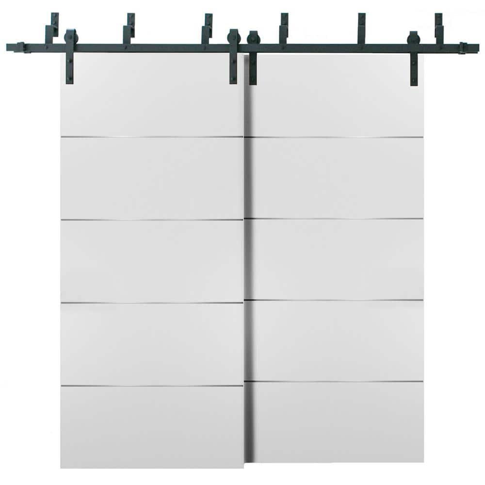 0020 72 in. x 84 in. Flush White Finished Pine Wood Barn Door Slab with Barn Bypass Hardware price history on PriceWatchPro
