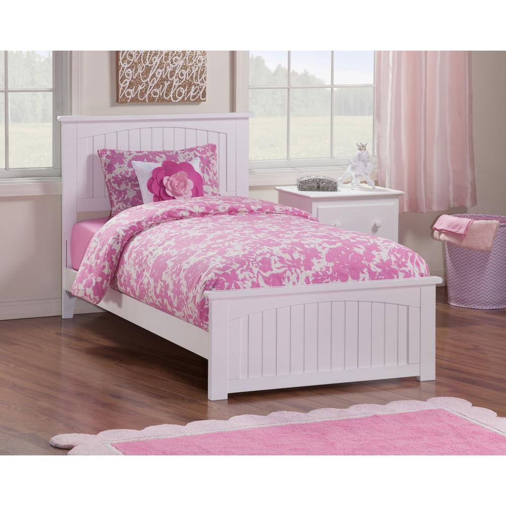 Nantucket White Twin Wood Platform Bed with Storage