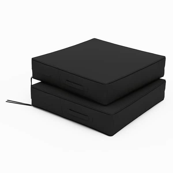 Kimunuk 24 in. x 24 in. x 5 in. (2-Pack) Square Outdoor Patio Seating Repacement Lounge Chair Dining Seat Cushion Black