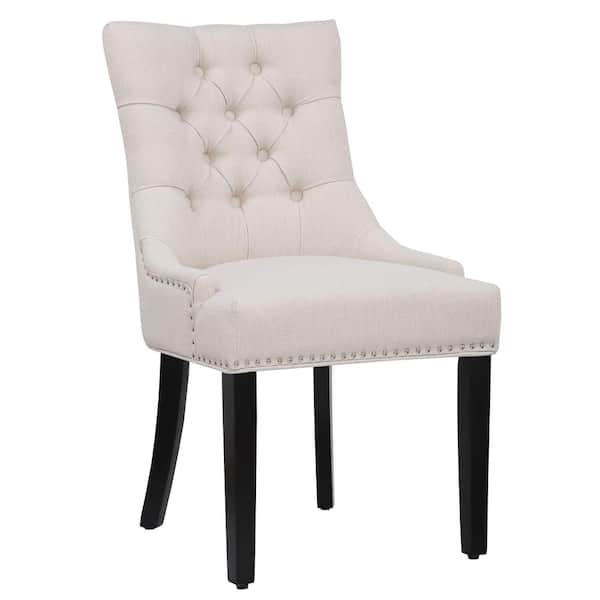 WESTINFURNITURE Mason Beige Tufted Wingback Dining Chair