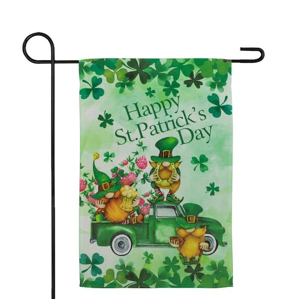 Joyful Leprechauns "Happy St. Patrick's Day" Outdoor Garden Flag 18 in. x 12.5 in.
