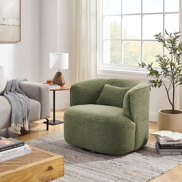Art Leon Ivina Green Fabric Swivel Chair with Metal Base