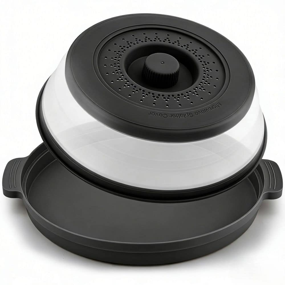 Plastic Silicone Collapsible Microwave Splatter Cover with Anti-Scald Base Plate, 10.7 in. Black Kitchen Lid price history on PriceWatchPro