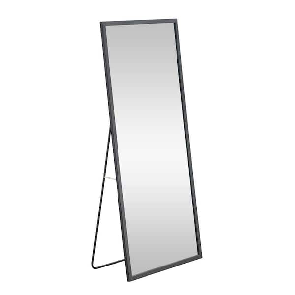 Tatahance 22.8 in. W x 65 in. H Rectangle Grain Solid Wood Frame Black Full Length Mirror