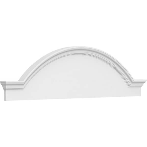 62-in. W x 16-1/2-in. H x 2-1/2-in. P Segment Arch W/Flankers Smooth Signature Urethane Pediment, Primed Tan