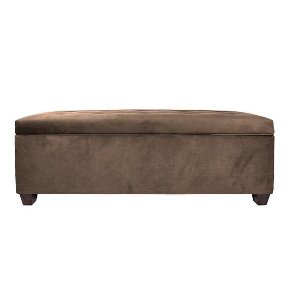MJL Furniture Designs Sean Obsession Brownstone 10-Button Tufted Upholstered Large Storage Bench
