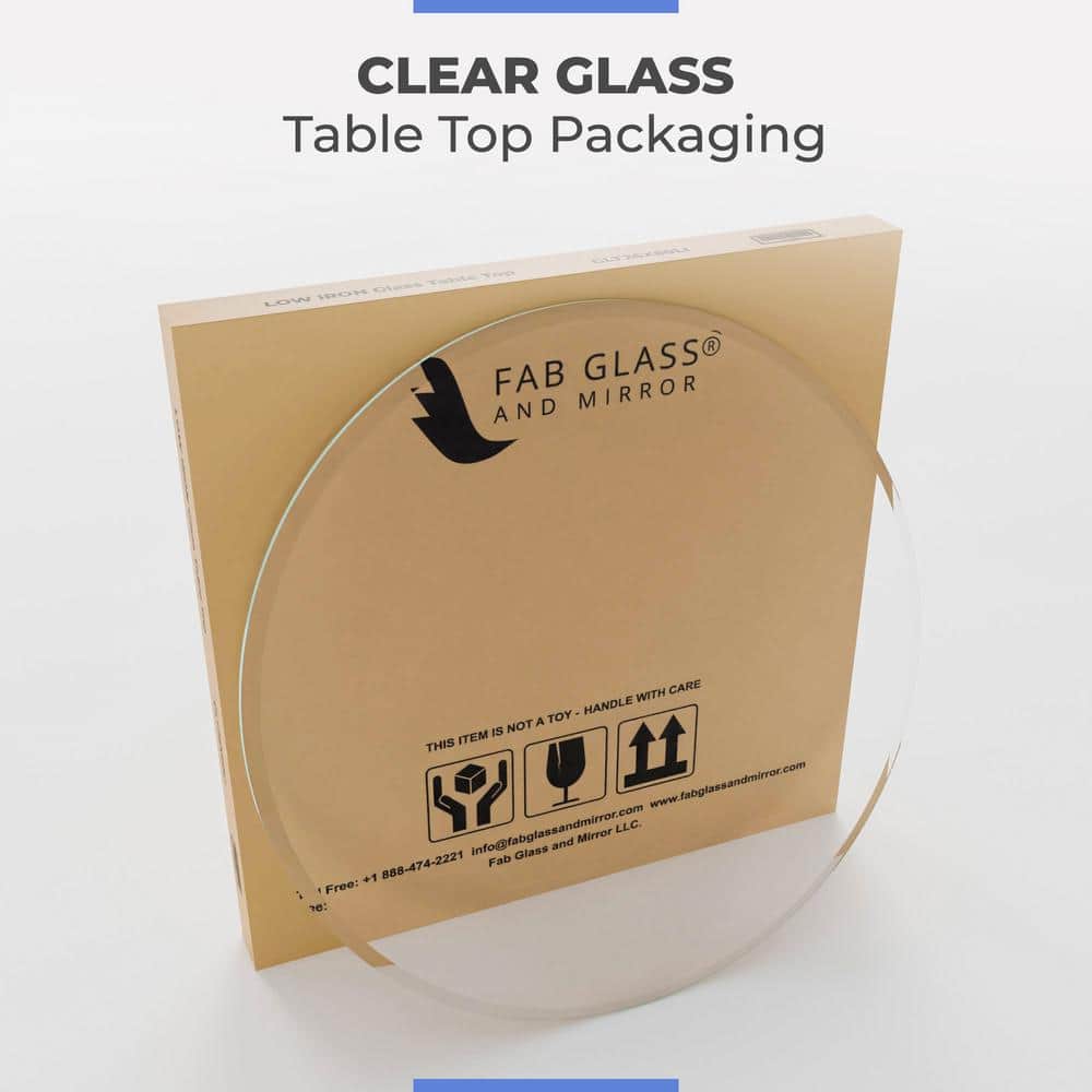 Elegant 42" Round Clear Glass Table Top with Beveled Edge