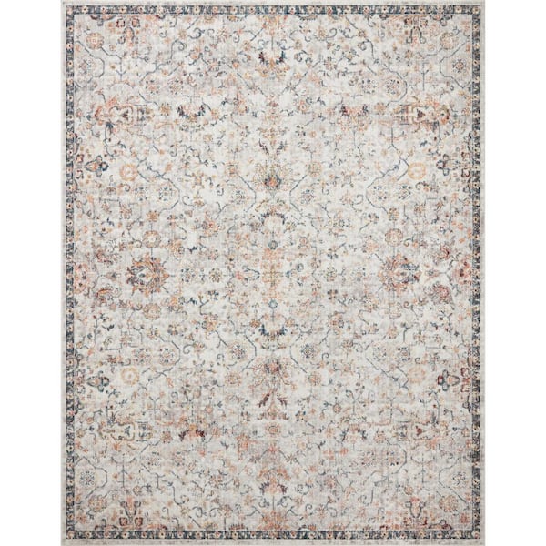Cassandra Dove/Navy 2 ft. 6 in. x 10 ft. Runner Oriental 100% Polypropylene Pile Area Rug Runner Rug