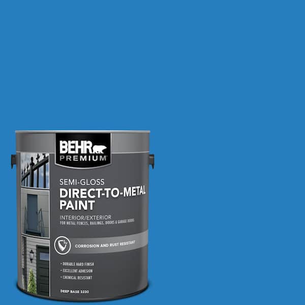 BEHR PREMIUM 1 gal. #P510-6 Brilliant Blue Semi-Gloss Direct to Metal Interior/Exterior Paint