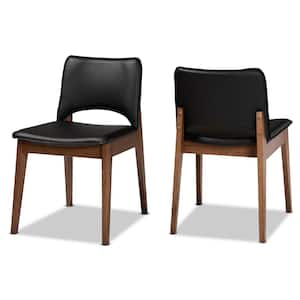 Afton Black and Walnut Brown Dining Chair (Set of 2)