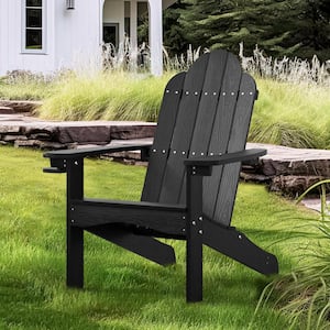 Belinda Black Recycled Plastic Poly Weather Resistant Outdoor Patio Adirondack Chair For Outdoor Patio Fire Pit