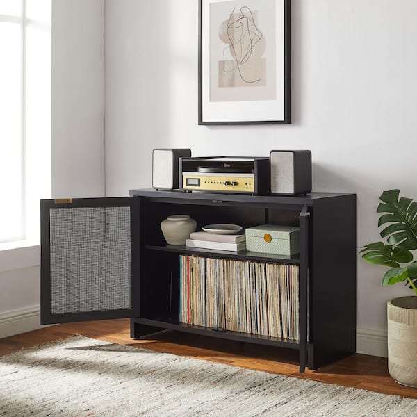 CROSLEY FURNITURE Kenji Black Record Storage Media Console CF1146