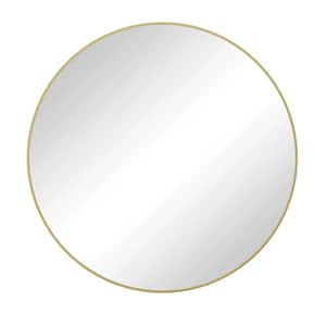 36 in. W x 0.98 in. H Round Metal Framed Gold Wall Mounted Vanity Mirror