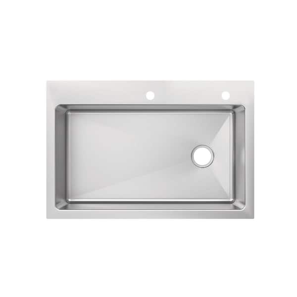 Dolancourt Tight Radius 33 in. Drop In/Under Mount Single Bowl 18 Gauge Stainless Steel Kitchen Sink
