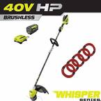40V HP Brushless Whisper Series Carbon Fiber String Trimmer w/ Extra 5-Pack of Pre-Cut Line, 6.0 Ah Battery and Charger