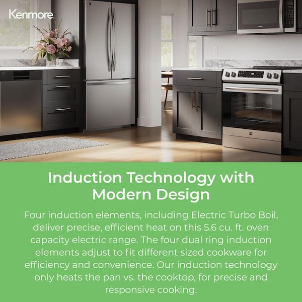 5.6 cu. ft. 4-Elements Front-Control Induction Range in Stainless Steel