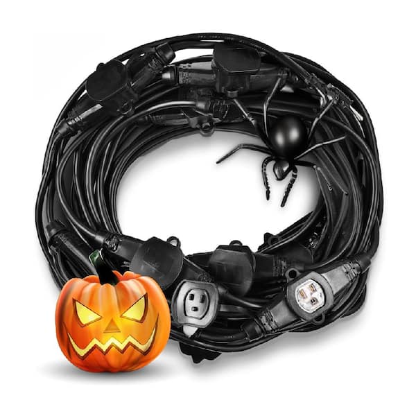 25 ft. 16/3 Heavy Duty Outdoor Extension Cord with 6 Multi-Plug Outlets, LED Indicators and Weather-Resistant, Black